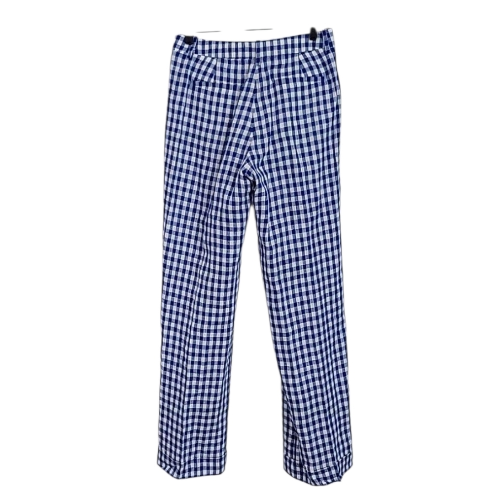 J. Crew Linen Petite Blue Gingham Pants Size 4P - Picture 5 of 11